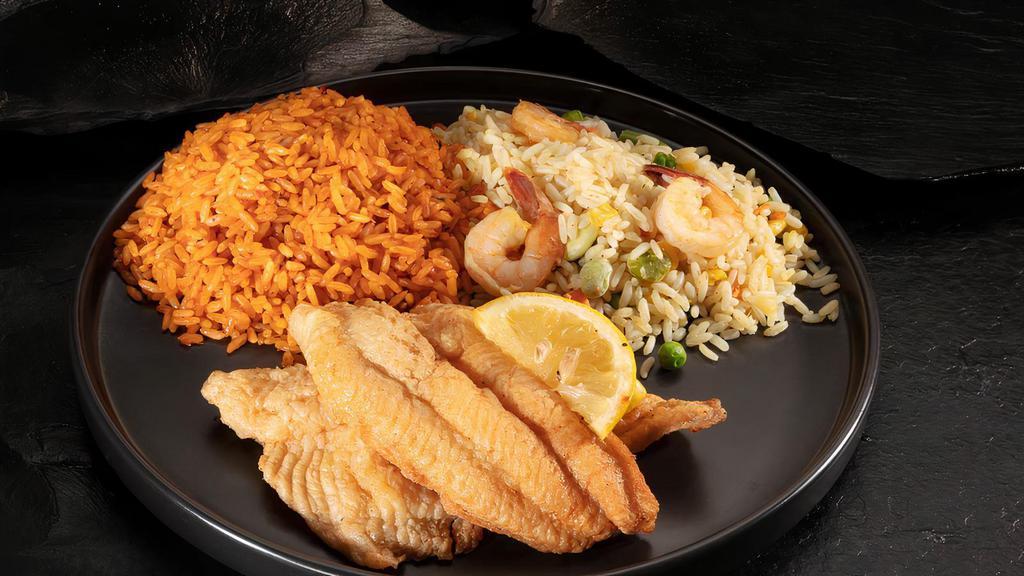 1/2 & 1/2 Rice combo · Get half of your favorite rice, one side, with beef or turkey wings