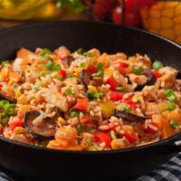 Jambalaya · Louisiana's homeland dish made with spanish rice, meat, and vegetables.