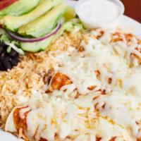Enchiladas (4 Pc) · Choice of meat in green or red sauce.
