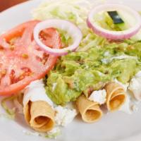 Super Flautas (4 Pc) · Choice of beans, guacamole, sour cream, cheese, lettuce and sauce. / carne, queso, frijoles,...