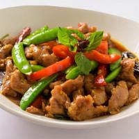 (C) Rangoon Lemongrass Chicken · Wok tossed with chili, garlic, soy sauce, fish sauce, snap peas, red bell peppers and lemong...