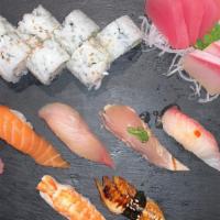 Sushi & Sashimi (Large) · Chef's choice of 6 pieces sashimi and 7 pieces nigiri along with California roll