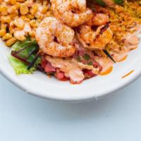 #12 Coastal Shrimp Bowl · Grilled Shrimp, Slaw, Pico de Gallo, Cilantro, Corn, Creamy Cilantro