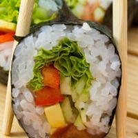 Veggie Roll · Inside: avocado, cucumber, carrot, gobo, kaiware radish