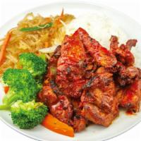 Spicy BBQ Chicken Meat Plate · 575Kcal.