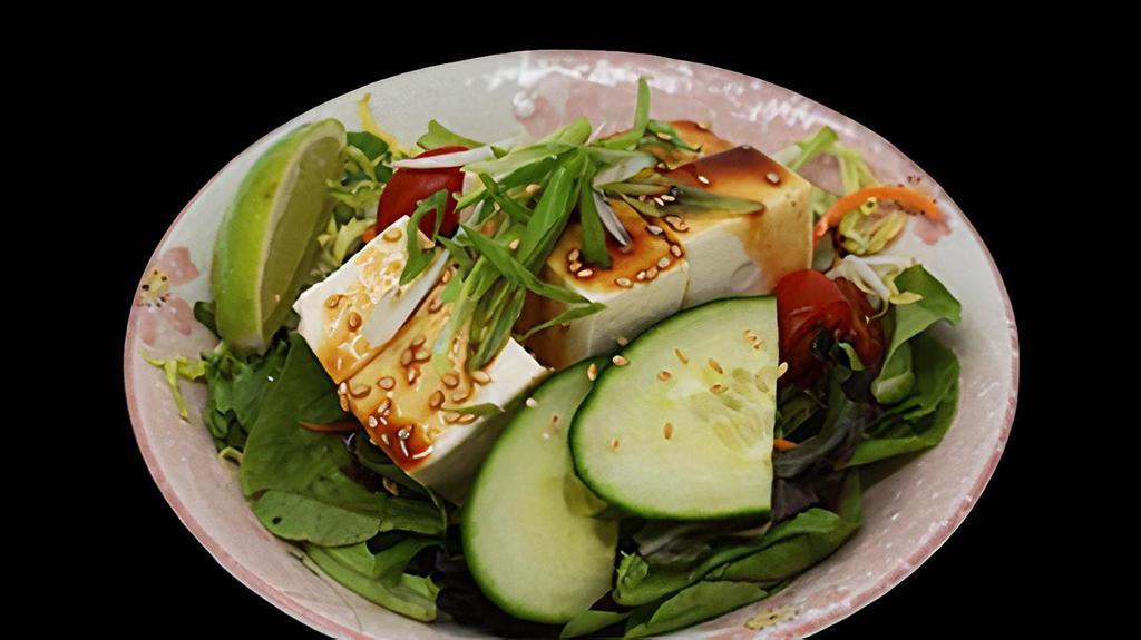 Cold Tofu Salad · Cold Soft Tofu, Mixed Green Vegetables, Poke Sauce.