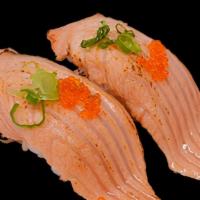 Aburi Salmon Toro Nigiri · Seared Fatty Salmon over Sushi Rice