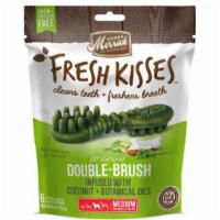 Merrick Fresh Kisses Oral Care Dental Dog Treats for Medium Dogs 25-50 lbs - Coconut Botanial Oil · Dog. 6 count (1 pack).

Close cuddles and sweet smooches with your Best Dog Ever just got be...