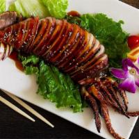 Dinner/Squid Teriyaki · Grilled fresh squid with teriyaki sauce or sea salt.
