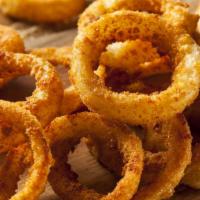 Onion Rings · French onion, coated with batter, and deep-fried.