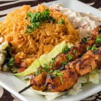 Kabob Combo Plate · 2 kabobs of your choice served with salad and rice.