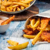 Fish & Chips · Fresh caught fried fish and chips.