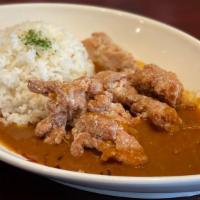 Chicken Karaage Curry Rice · Japanese Curry (beef & pork) rice with fried boneless chicken and pork.