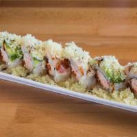 Diablo · Spicy tuna, snow crab mix topped with yellowtail, avocado, crunch, and sauces.