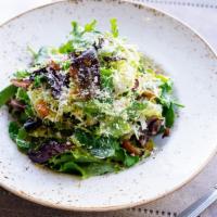 Simple Salad · 230 cal. organic baby greens, heirloom tomatoes, garlic croutons, parmesan, dijon balsamic v...