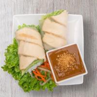 Tofu Roll (2 Rolls) - Gỏi Cuốn Chay Đậu Hũ  · Deep fried tofu, lettuce, and vermicelli wrapped in rice paper that is served with peanut sa...