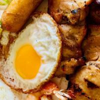 D7. Shrimps-Chicken-Egg Roll-Fried Egg · 
