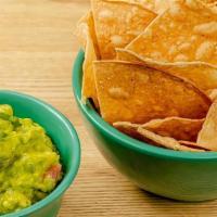 Guac & Chips · Corn tortilla chips with fresh made guacamole.