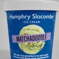 Matchadoodle · Green tea ice cream with house-made snickerdoodle cookies.