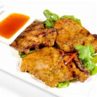 66.  B.B.Q · Charbroiled marinated choices of chicken, beef or pork w/B.B.Q sauce
