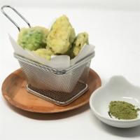 Tempura Brussels Sprouts · Tossed with truffle oil and serve with Matcha Salt