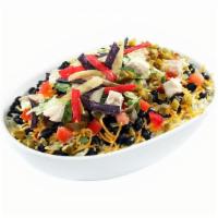South Western Chopurrito™ · Cilantro lime rice, black beans, double roasted chicken, cheddar cheese, tomato, jalapeños, ...