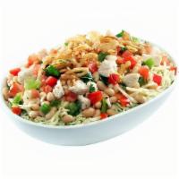 Cilantro Onion Bowl · Tangy basmati rice, white beans, roasted chicken, pepper jack cheese, cilantro, bell peppers...