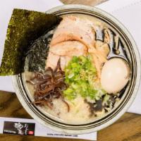 Orenchi Ramen · Tonkotsu (pork) soup with shio (salt) pork belly, green onion, bamboo shoots, dried seaweed,...