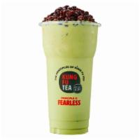 Matcha Red Bean 抹茶红豆冰 · Matcha blended with sweet red beans, milk powder, & ice.