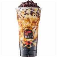 Red Bean Wow · Brown sugar boba, Red bean with lactose free milk. 
Comes with boba.
No sugar adjust.