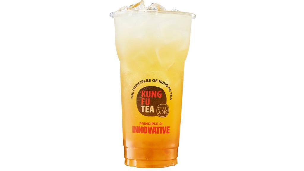 Sunshine Pineapple Tea · Pineapple juice and green tea. Real pineapple pulp in.