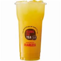 Orange Green Tea · Made with fresh orange juice.