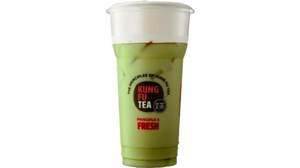 Matcha Milk Cap · Japanese matcha green tea & fresh Lactaid milk. Perfect with our rich milk cap.