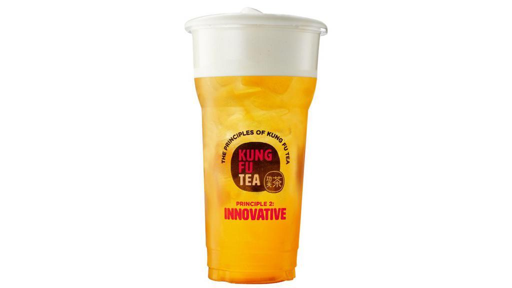 Honey Green Tea Cap · Sweet longan honey and green tea layered with our creamy, subtly salty milk cap.
