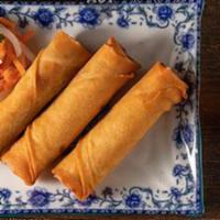 A8. Fried Veggie Imperial Rolls (4 Pcs) · With homemade Nuoc Cham sauce.