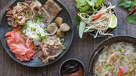 N2. Beef Pho · Pho Noodle in Amazing Basil Style Beef Soup with selected 3 items: rare steak, brisket, flank, shank, tendon, tripe or meatball.