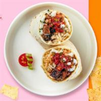 Be The BBQ Burrito (Foghead Burrito) · Home made BBQ sauce, cheese guacamole, sour cream, black beans, and corn salsa in a tomato t...