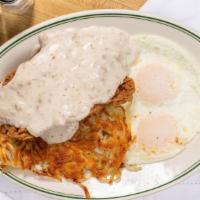 Chicken Fried Steak with 2 Eggs · Served with home-made country gravy.