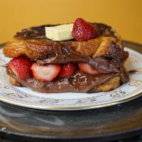 Strawberry & Nutella French Toast Sandwich · Strawberries and Nutella can we say more. Served with butter and syrup.