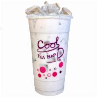 Taro Milk Tea · Caffeine-free drink made with authentic freeze-dried taro. Fragrant and textured.