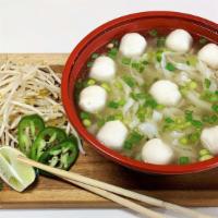 #8 Fish Balls and Rice Noodles (鱼蛋粉) · Tasty fish balls with rice noodles in our hearty, housemade chicken broth.
