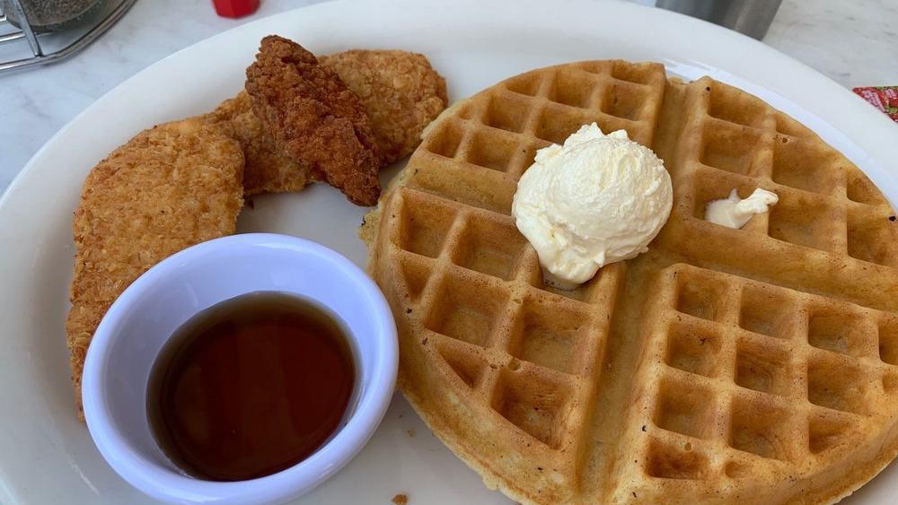 Chicken & Waffle · Two chicken tenders and a plain waffle.