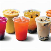 Top Sellers 12- Pack Housemade Beverages · 3 Jasmine Milk Tea Boba/ 3 Strawberry Lemonade/ 3 Pineapple Mint Agua Fresca/ 3 Mango Juice ...