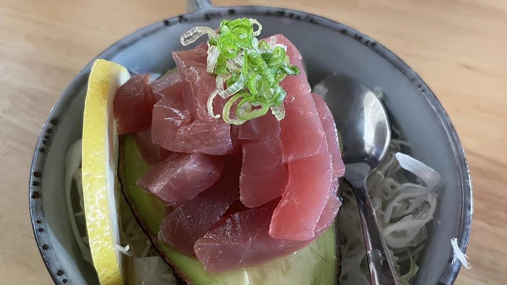 Stuffed Avocado · W/tuna sashimi in season.