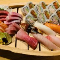 Zaoh Sushi Boat · Sashimi (12 Pcs) Nigiri Sushi (8 Pcs) California Roll (8 Pcs) Spicy Tuna Roll (8 pcs)
