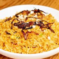 Nepali Goat Biryani · Vegetarian. Gluten free. Basmati Rice flavored with Homemade fragrant Biryani spices with sl...