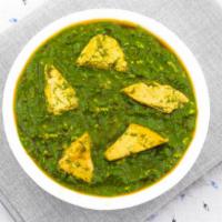 Palak Paneer (with Rice) · Cottage cheese cooked with fresh spinach, appetizing butter and homemade spices.