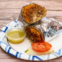 Super Burrito · Comes with the meat your choice steak, chicken, spicy pork, or carnitas rice, beans, cilantr...