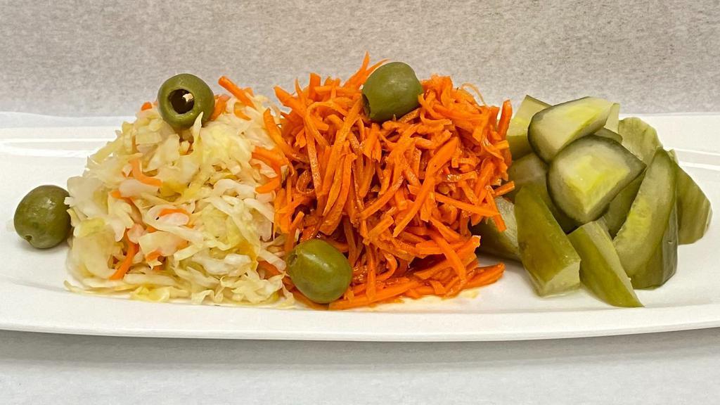 House Vegetables · 12 oz - mix of pickled cabbage, pickled cucumber and marinated carrot.
Please select from modifier if you want to change combination.