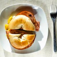 Breakfast Bagel · Egg, your choice of breakfast meat and cheese.